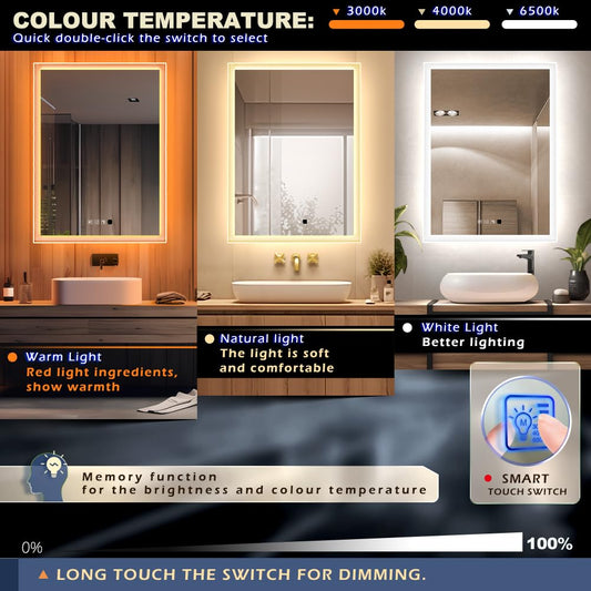GANPE LED Bathroom Mirror (70 x 90 cm)