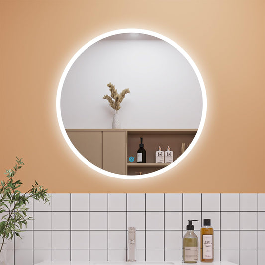 Aica Sanitary LED Bathroom Mirror ROUND 80cm Touch Anti-Fog Wall Mirror Round Mirror Cool White Explosion-proof Film IP44 Energy Saving