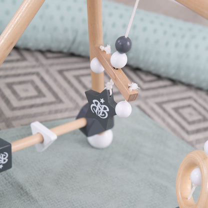 Wooden baby play gym - attachment set Rock Star Baby 3 - activity center for 3 months and up - Montessori toy - natural wood / anthracite, 1 piece (1 pack)
