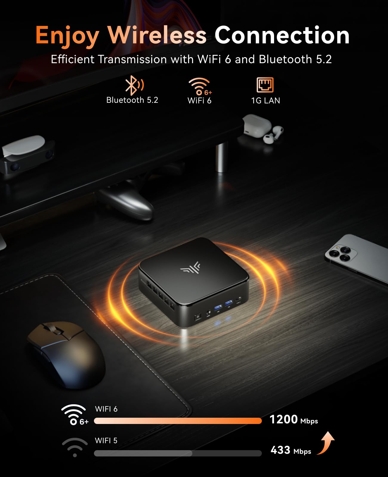 NiPoGi E3B Mini PC AMD Ryzen 7 5825U (Up to 4.5GHz) 16GB DDR4 512GB SSD with Radeon RX Vega 8 Graphics Micro Desktop Computer for Office/Home Theater/Meeting/Business/Trip |WiFi 6|BT 5.2|USB3.2