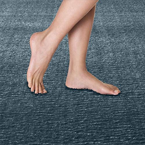 Taracarpet bathroom mat Fiona non-slip washable bath rug very soft and combinable as a set solid blue 080 cm round