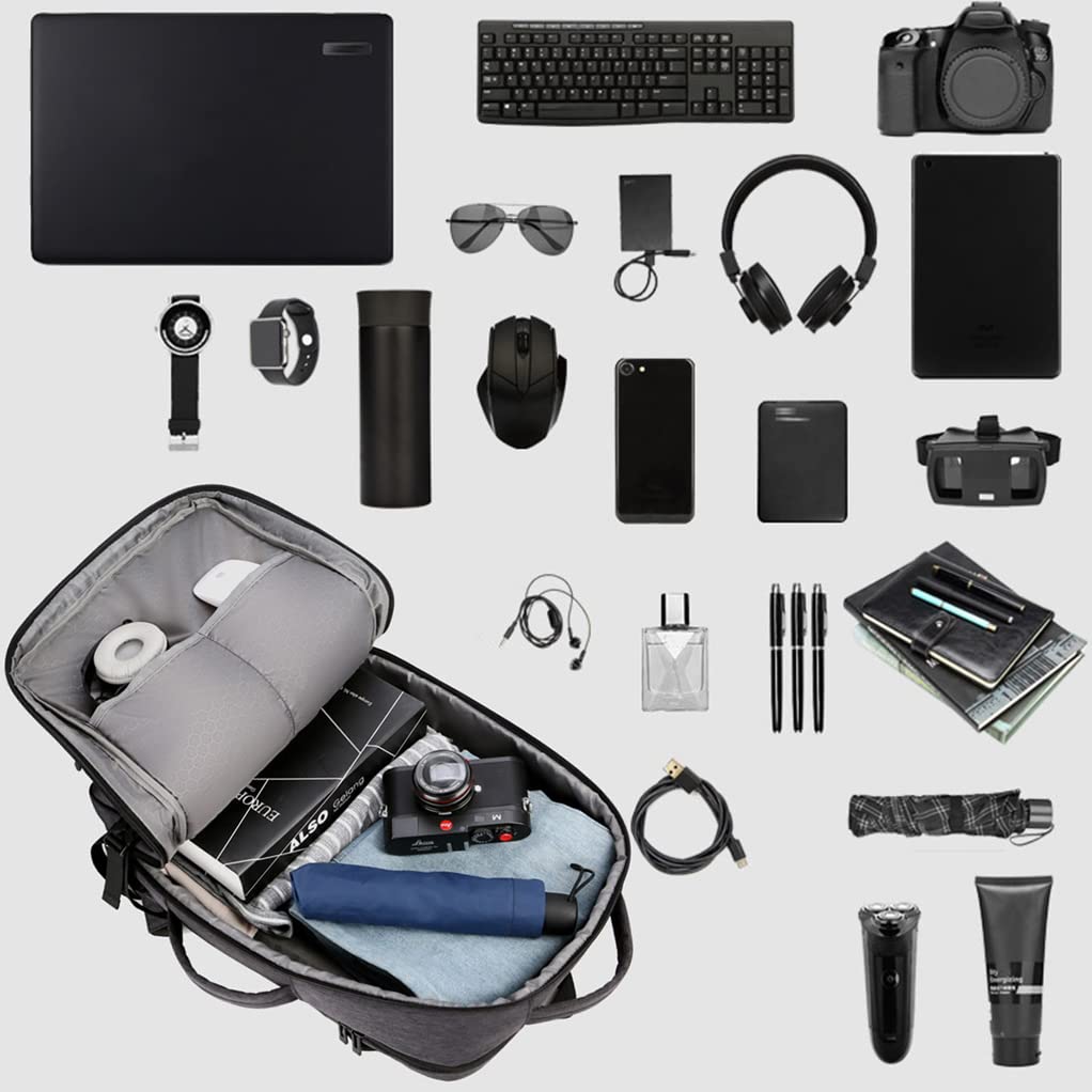 BAGZY Laptop Backpack 17 Inch Men's Carry-on Backpack 45x36x20 Waterproof Expandable 30-40L Travel Backpack Cabin Bag USB Charging Port Gifts for Men [Black]