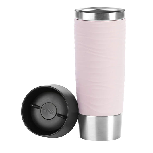 Emsa Travel Mug Waves Grande Insulated Cup N20120 | 0.5 L | up to 6h hot and 12h cold | 100% leak-proof thermal cup | 360° drinking opening | Quick-Press closure | Powder Pink