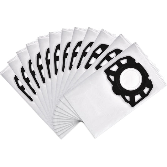 12 pieces of vacuum cleaner bags for Kärcher WD4, WD5, WD6 made of fleece material. Suitable for KFI 487 filter bags for Kärcher MV 4, MV 5, MV 6, WD5P, WD6P. Keep your wet/dry vacuum clean and efficient with these high-quality filter bags.