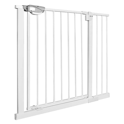 XMTECH door guard gate without drilling stair gate for children 95-105cm wide, auto-close baby door gate stair barrier with pressure mounting, safety gate, 180° two-way opening white.