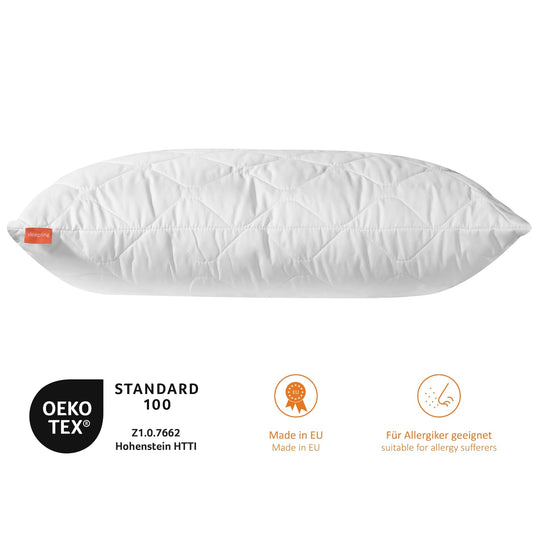 Sleeping pillow 60x80 cm, hypoallergenic, washable, Made in EU, Ökotex, large sleep pillow 60 x 80, bed pillow, pillow, Basic 100