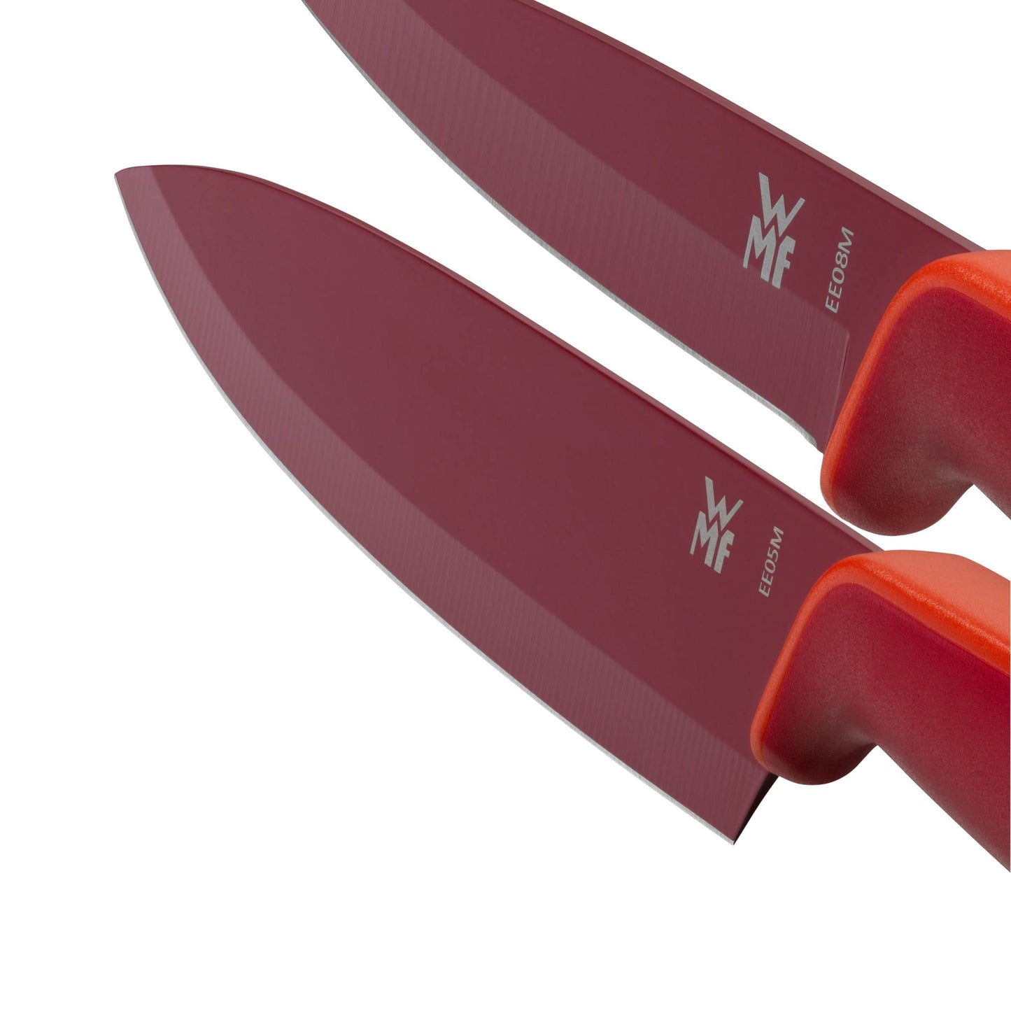 WMF Touch knife set 2-piece, kitchen knife with protective cover, special blade steel coated with non-stick coating, sharp, chef's knife, vegetable knife, red