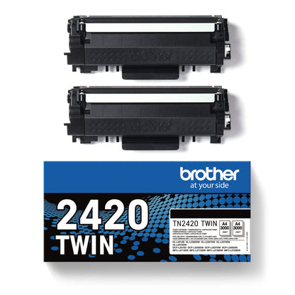 Brother Original TN2420TWIN Bundle with 2 black toners, approx. 6000 pages each, for MFCL2710DW/MFCL2710DN/MFCL2730DW/MFCL2750DW/DCPL2510D/DCPL2550DN/HLL2310D/HLL2350DW/HLL2370DN/HLL2375DW, double pack.