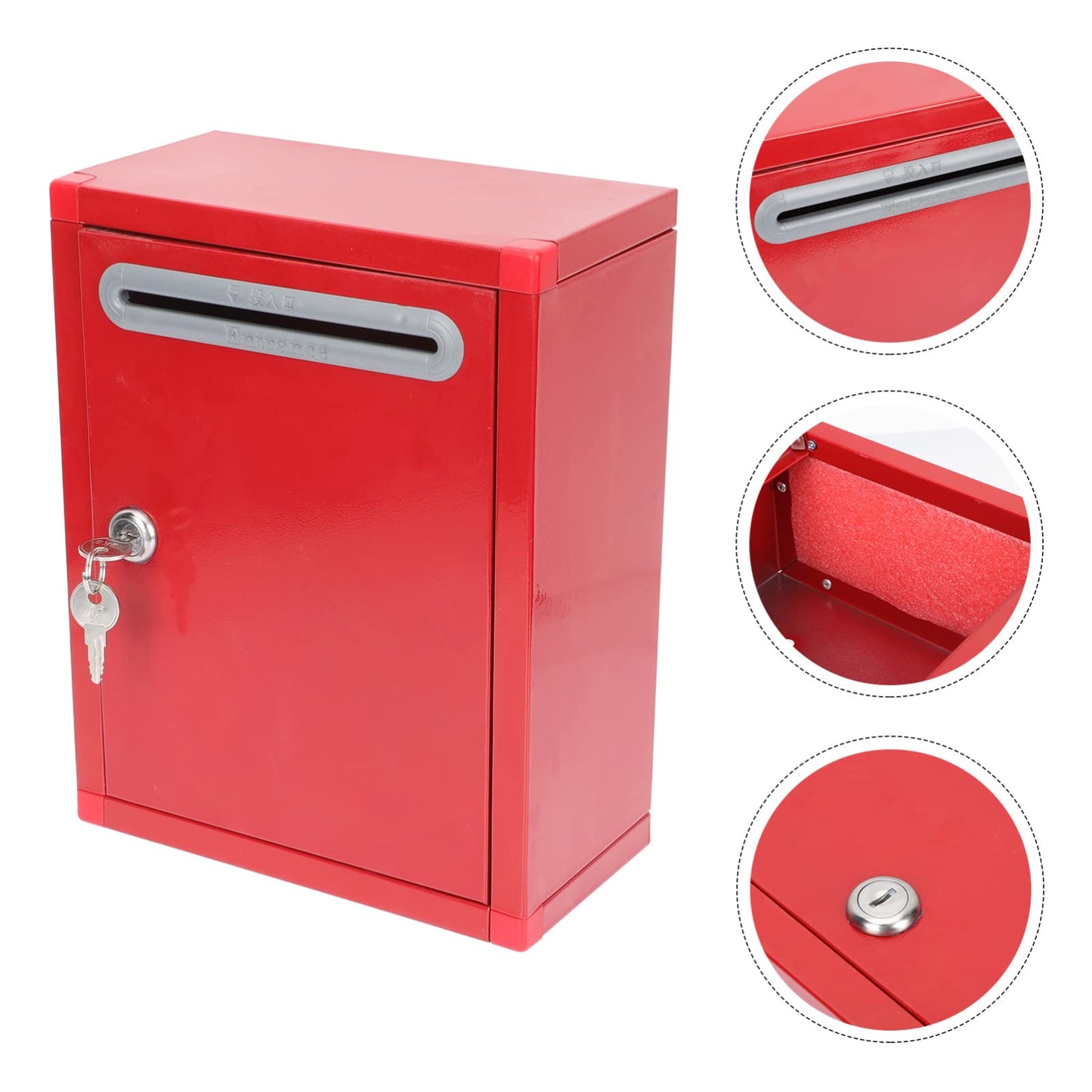 GANAZONO Stainless Steel Love Box. Office Mailboxes Complaint Box. Charity Box. Ballot Box Collection Box Mailbox with Lock Love Box Donation Box Ballot Box Stainless Steel red