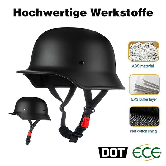 German motorcycle half helmets with ECE, retro jet helmet, chopper helmet, scooter helmet, bicycle helmet, with removable inner lining and quick release buckles M~XXL 57~64CM