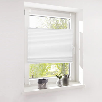 Deswell pleated blind without drilling clamp fix white W85 x H120 cm Pleated blind sun protection and privacy blinds Easyfix pleats translucent blind for windows & doors