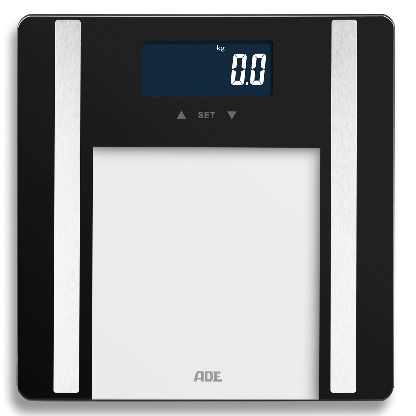 ADE Digital Body Fat Scale Ines up to 200 kg | Best in Test 2024 | Body scale with body fat analysis, BMI, muscle mass, body water, weight, BMR | Scale with user recognition | black