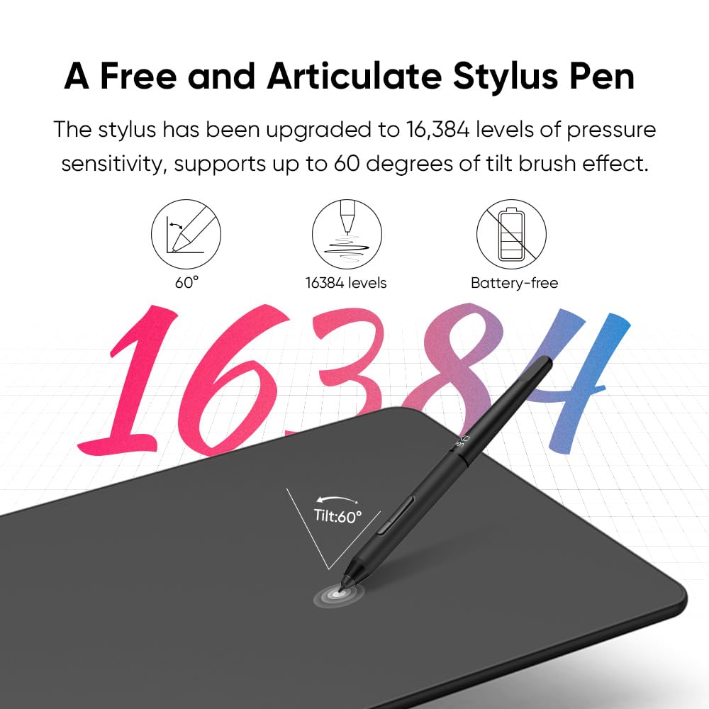 XP-PEN DECO01V2 Graphics Tablet, Drawing, 10 x 6 inches, Passive stylus, 8192 levels, Tilt and 8 shortcuts, compatible with Windows/Mac OS/ChromeBook/Android