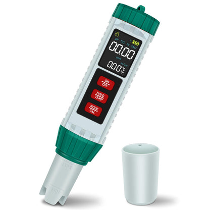 PlayDen PH Meter Water, PH/TDS/EC/Salinity/Thermometer 5 in 1 pH Value Meter with LCD Display, Automatic Temperature Compensation pH Pool Tester, High Precision Drinking Water Tester