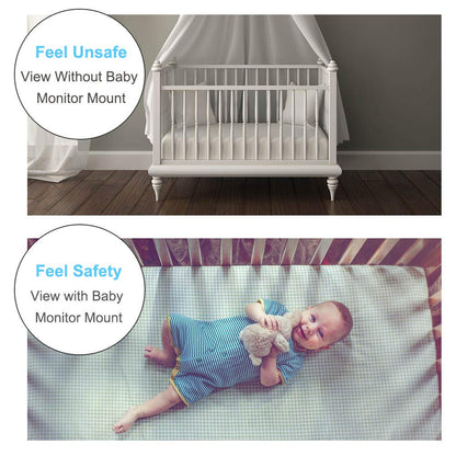Baby camera monitor holder bracket, 360-degree rotatable adjustable holder, flexible camera stand for crib.