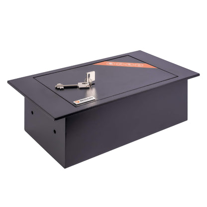 Brihard floor-mounted safe with key lock - built-in safe 4L secure storage - external dimensions 13x39x21 cm (HxWxD) | Heavy-duty safe - internal dimensions 12x33x17cm (HxWxD)
