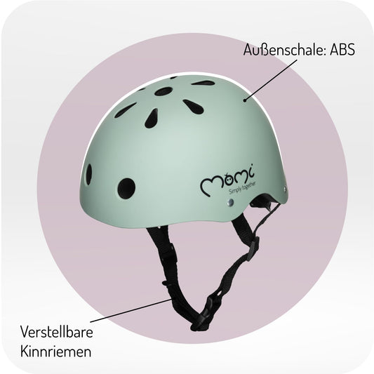 MoMi Mimi children's helmet adjustable, head circumference 47-58 cm (1-4 years), impact-resistant and shock-absorbing bicycle helmet for kids, 11 ventilation openings, foam padding, adjustable chin strap