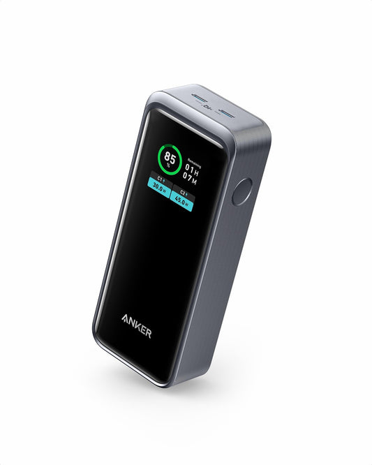 Anchor Prime Power Bank, 12,000mAh 2-Port charger with 130W output, Smart Display, Compatible with iPhone 14/13 series, Galaxy, MacBook, Dell, and more (charging station not included)