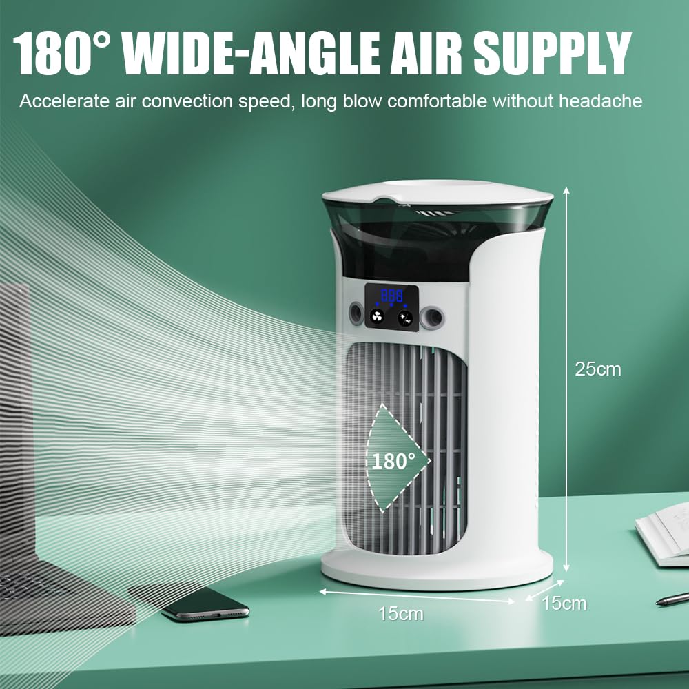 Mobile air conditioner, mini air cooler, small air conditioner, portable air conditioner, no exhaust hose air conditioner, quiet portable air conditioner (green)