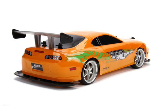 Jada Toys 9330753314R03 Fast & Furious RC Car, Drift 1995 Toyota Supra, Turbo, Drift function, 4-wheel drive, Remote Control Car, 2-channel radio control, USB charging function, 1:10 scale, orange