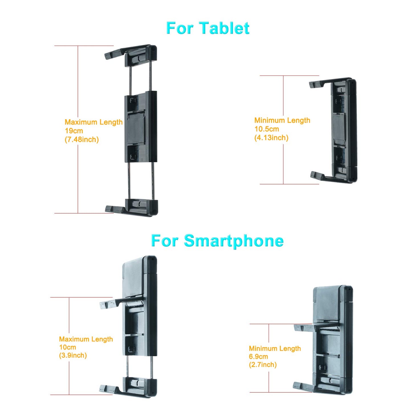 TFY Car Mount, car headrest mount for phones and tablets, compatible with devices with a 5 to 10.5 inch screen (Black)