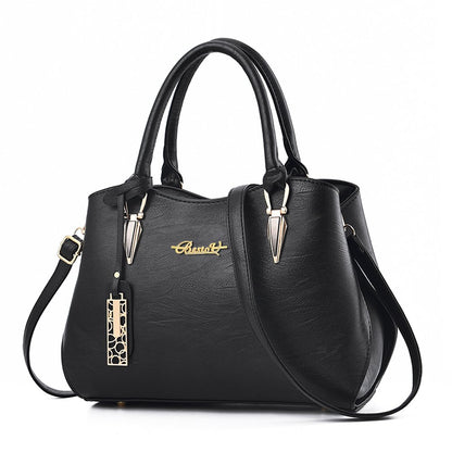 BestoU Women's Black Leather Large Handbag Ladies Shoulder Bag Women's Crossbody Bag (Black)