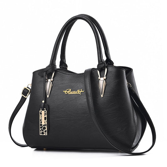 BestoU Women's Black Leather Large Handbag Ladies Shoulder Bag Women's Crossbody Bag (Black)
