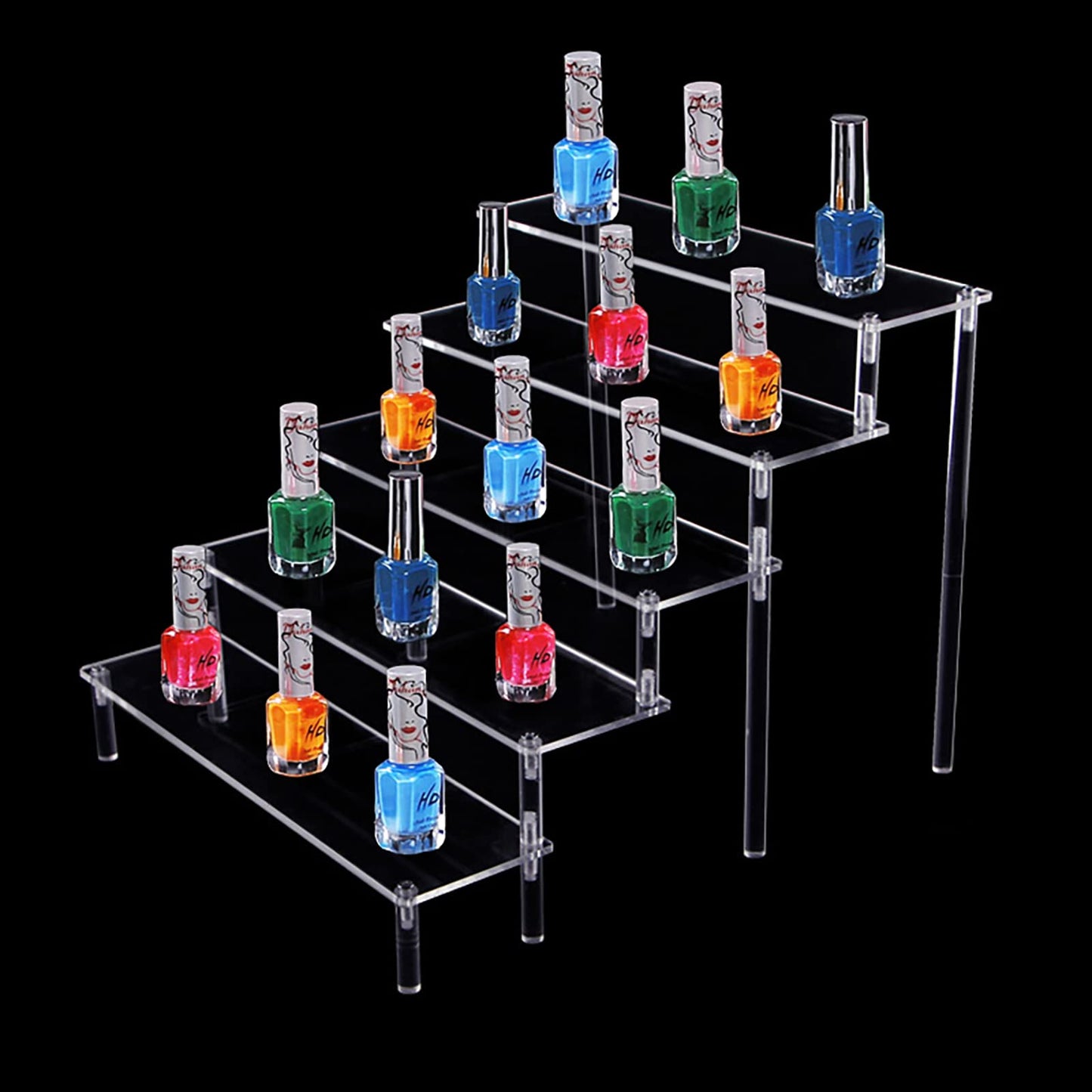 ELEpure 5-tier acrylic display stand, transparent acrylic riser shelf, organizer collection decoration for Funko Pop figures, perfume, cupcakes, nail polish, dolls, cosmetics, 30x34.5x25cm.