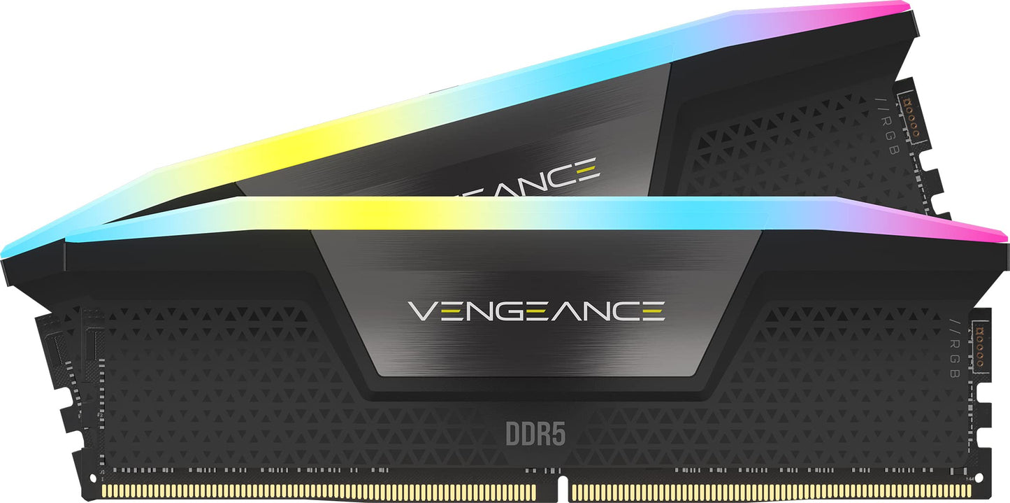 Corsair VENGEANCE RGB DDR5 RAM 32GB (2x16GB) 6000MHz CL36 Intel XMP iCUE Compatible Computer Memory - Black (CMH32GX5M2E6000C36)