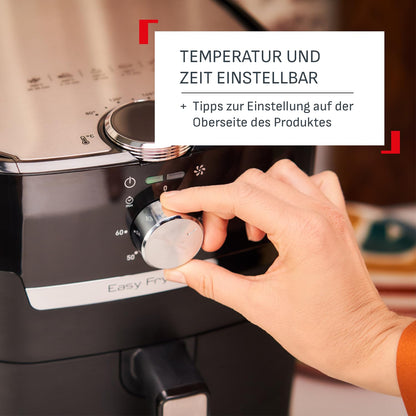 Tefal Easy Fry & Grill Classic Hot Air Fryer, 2-in-1 Technology (Air Fryer and Grill) XL, 4.2 liters for 6 servings, 1550 watts, energy-efficient, oil-free, healthy fryer, black, EY5018.