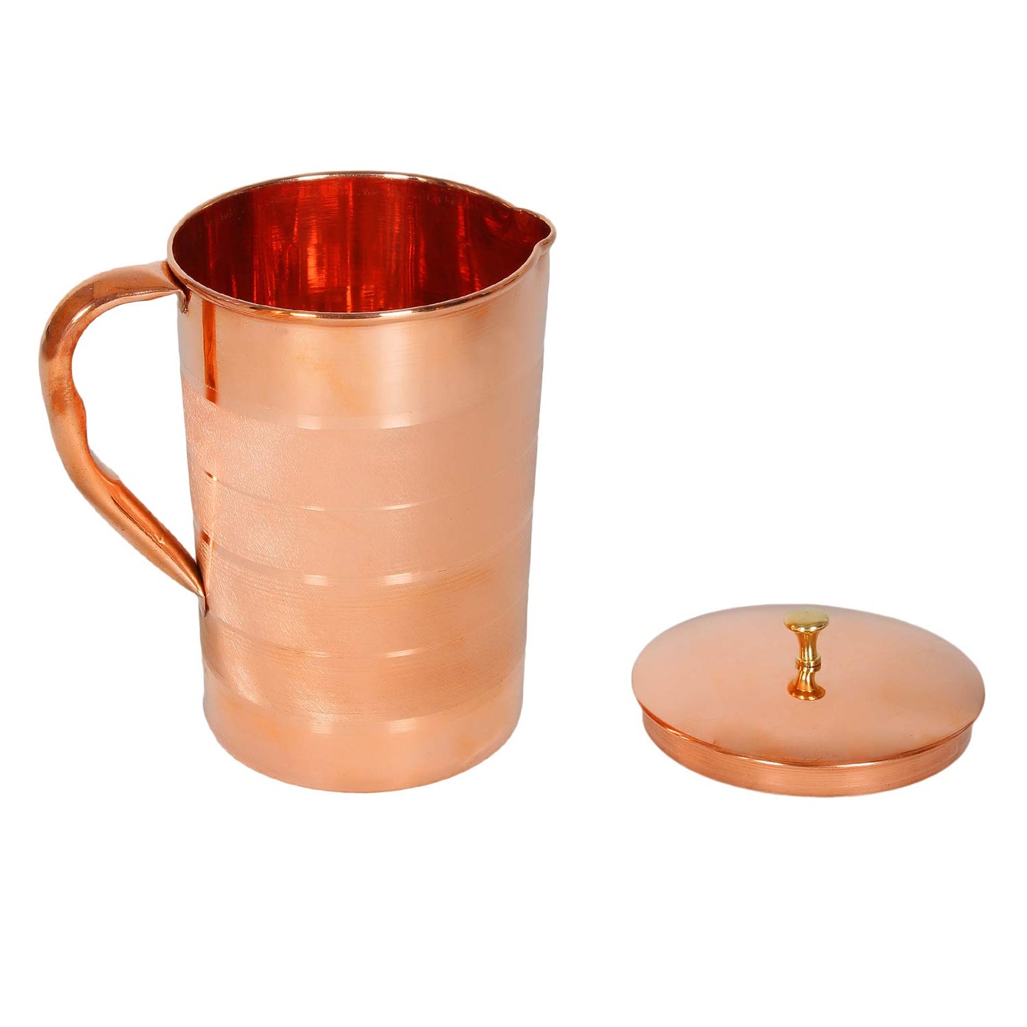 Zap Impex Copper Water Jug with 4 Copper Glasses - 1.6 l - 100% pure copper - Ayurvedic drinking set for home, restaurant, bar, and garden.