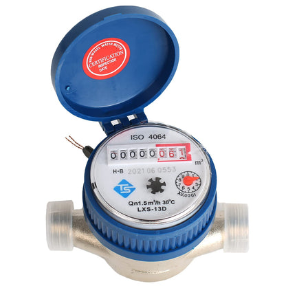 MaxAwe 15mm 1/2 inch Cold Water Meter Garden, Eiched Cold Water Meter with Fittings and Protective Cover, Faucet Meter for Garden and Household