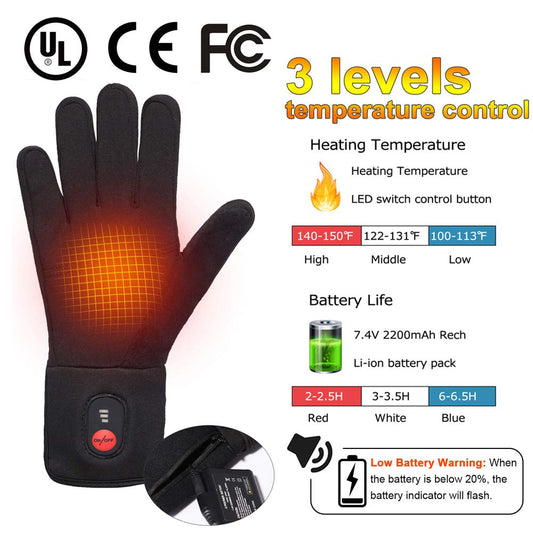 Electric heated gloves for men and women, rechargeable heated winter gloves for outdoor biking, motorcycle, skiing, snowboarding, hunting.