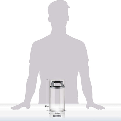 Kitchen&CO. Coffee canister with vacuum lid, airtight storage, glass coffee canister, BPA-free, borosilicate glass container, sustainable storage, (2000 ml)