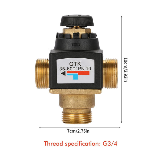 Nimomo Thermostat Water Mixing Valve, DN20 3-Way Thermostatic Mixer Valve, Brass Thermostatic Valve for Hot and Cold Water Mixing, Shower Thermostat Valve Temperature Control Valve.