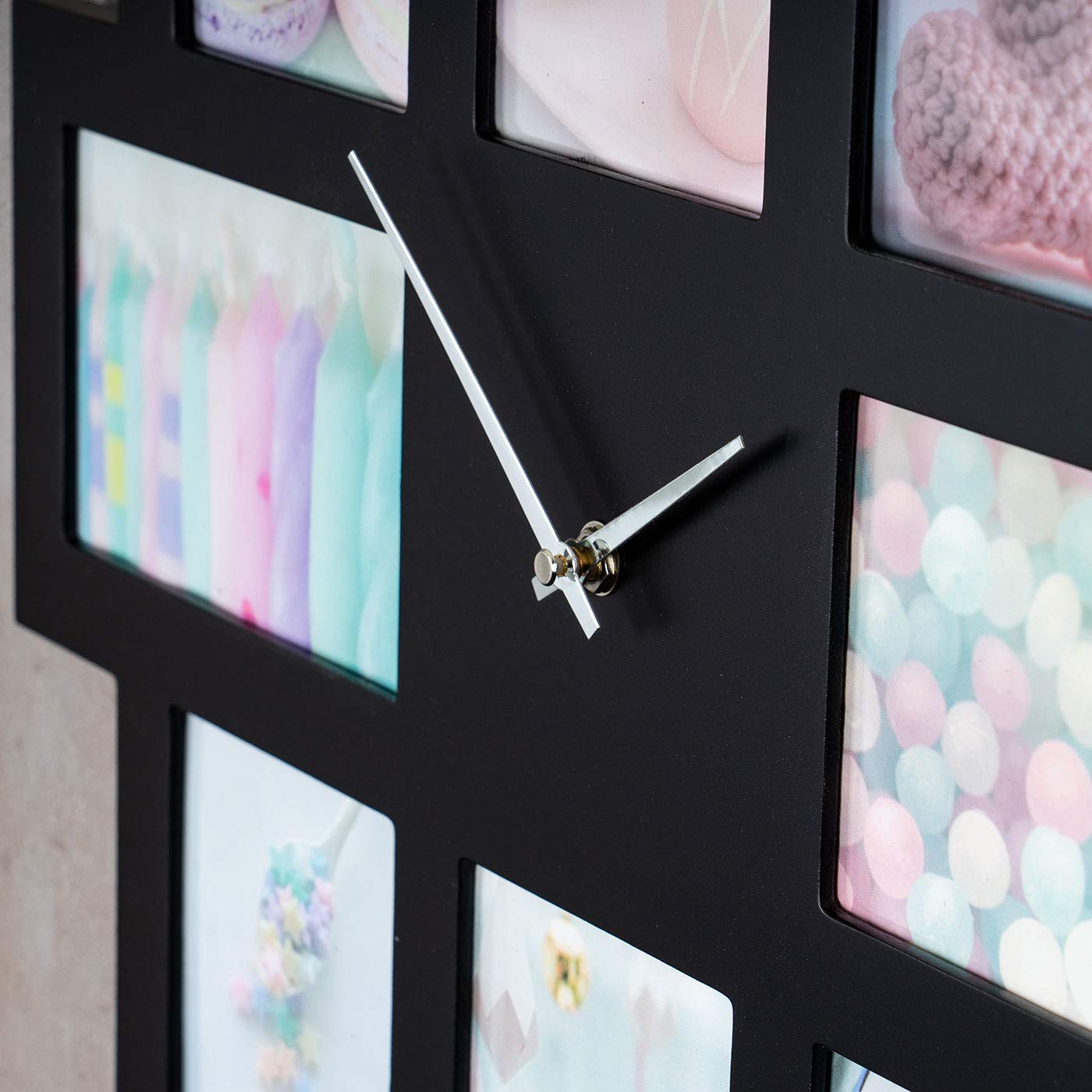 levandeo wall clock black 48x48cm wooden photo frame for 8 photos photo frame collage photo clock clock kitchen clock photo collage wall decoration decor