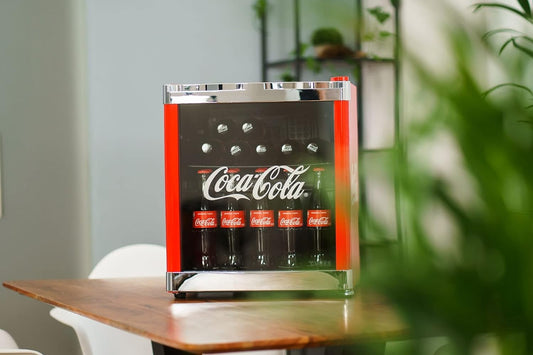 CUBES Coca-Cola Mini Fridge with Glass Door | Beverage Cooler 48L, quiet & energy efficient, ideal for drinks, office & parties | 5-15°C, Red