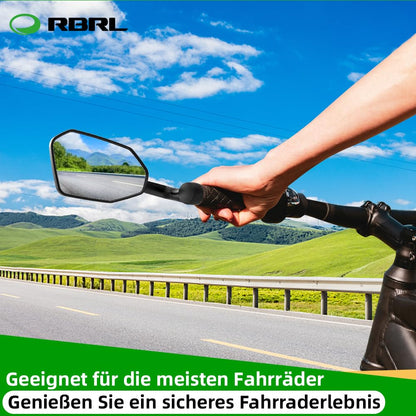 RBRL Bike Mirror: Oversized rear mirror that is not easily blocked, shatterproof and durable, 360° adjustable for e-bikes (left+right)