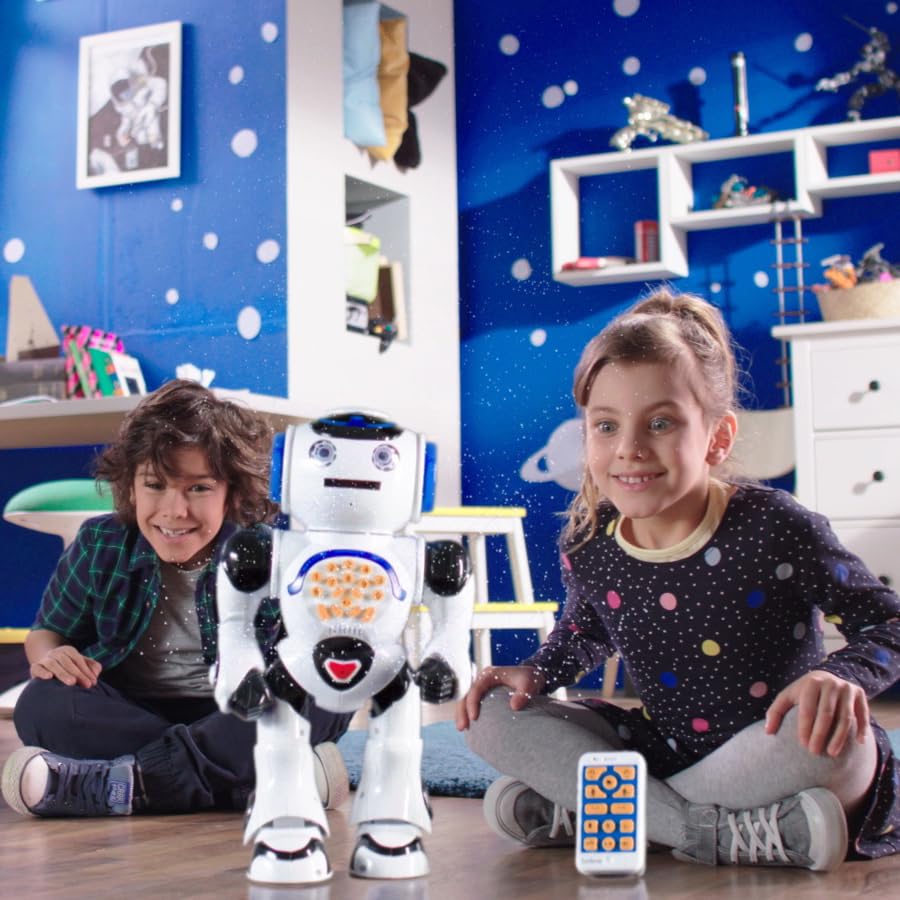 Lexibook Powerman - Educational robot for kids, for learning and playing. Interactive, dances, makes music, quiz games, tells stories, throws discs - ROB50DE.