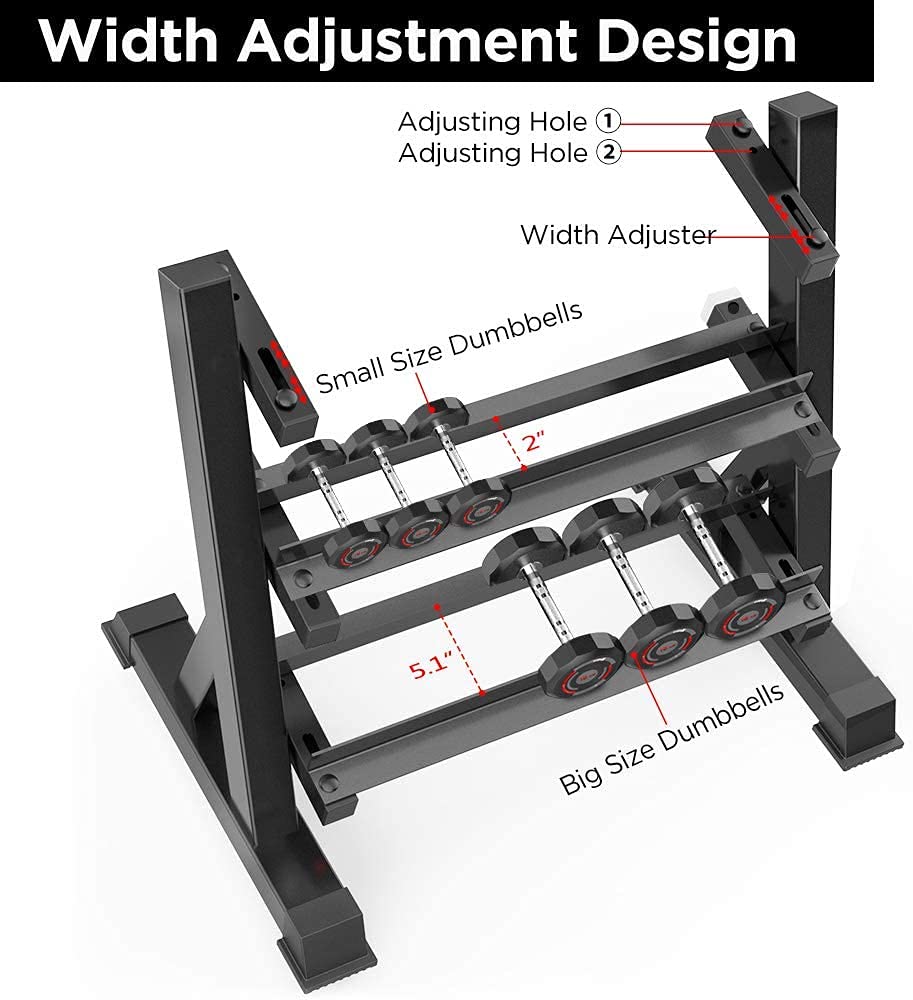 Dripex Dumbbell Rack, 90 x 50 x 93cm Adjustable weight plate stand, Dumbbell stand Capacity 500KG, Can hold dumbbells and kettlebells.