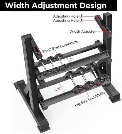 Dripex Dumbbell Rack, 90 x 50 x 93cm Adjustable weight plate stand, Dumbbell stand Capacity 500KG, Can hold dumbbells and kettlebells.