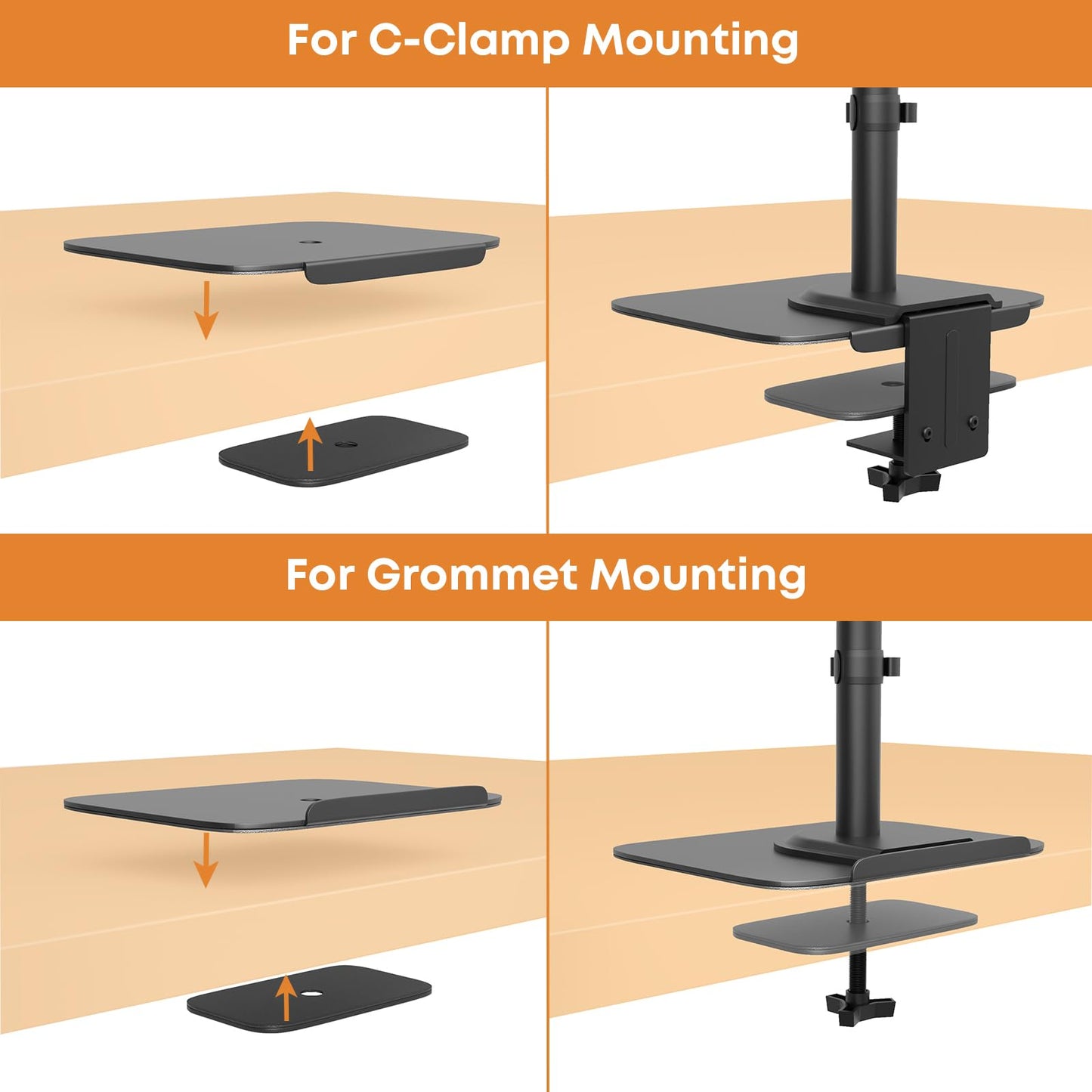 PUTORSEN Monitor Mount Reinforcement Plate for thin glass and other tabletops, Large mounting plates steel mounting plate fits most clamp and grommet bases, Black