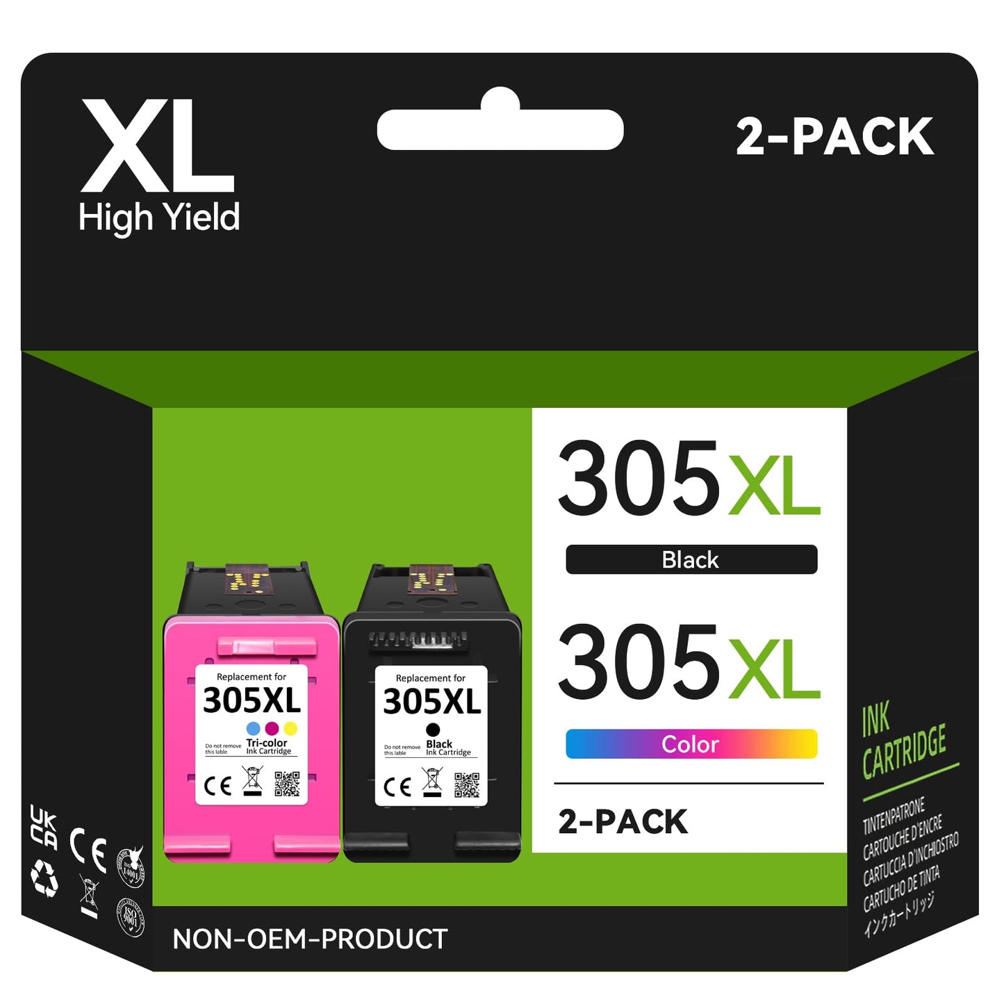 305XL Printer Cartridge for HP 305 Printer Cartridges Replacement for Printer Cartridges HP 305 XL, 305XL for DeskJet 2820e 4220e 4210e 2720e 2710e 4120e 2800e 2810e 2700 Envy 6000 6020e 6032e 6420e (2-Pack)