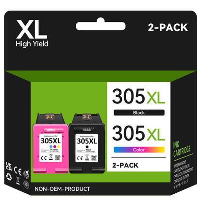 305XL Printer Cartridge for HP 305 Printer Cartridges Replacement for Printer Cartridges HP 305 XL, 305XL for DeskJet 2820e 4220e 4210e 2720e 2710e 4120e 2800e 2810e 2700 Envy 6000 6020e 6032e 6420e (2-Pack)