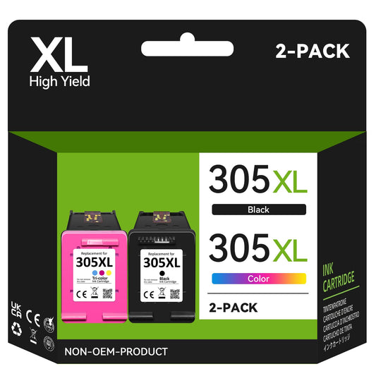 305XL Printer Cartridge for HP 305 Printer Cartridges Replacement for Printer Cartridges HP 305 XL, 305XL for DeskJet 2820e 4220e 4210e 2720e 2710e 4120e 2800e 2810e 2700 Envy 6000 6020e 6032e 6420e (2-Pack)