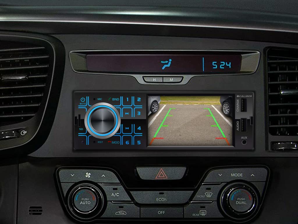 Caliber car radio with Bluetooth, AUX in, DAB, DAB Plus, FM, SD, USB, 4 inch display, rear camera input, 4x 55 watts, black, 1 Din.