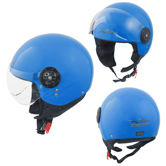 Motorcycle helmet Motorbike Scooter Jet Demi Helmet Scooter Approved Avio Visor Blue XL