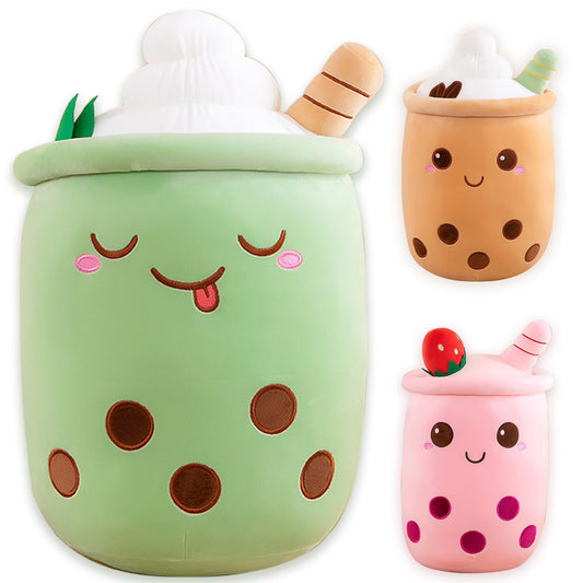 Bubble Tea plush toy XXL cute pillow, Kawaii Bubble Tea Cup plushie Boba tea cup plush toy decor (Green, 50cm)