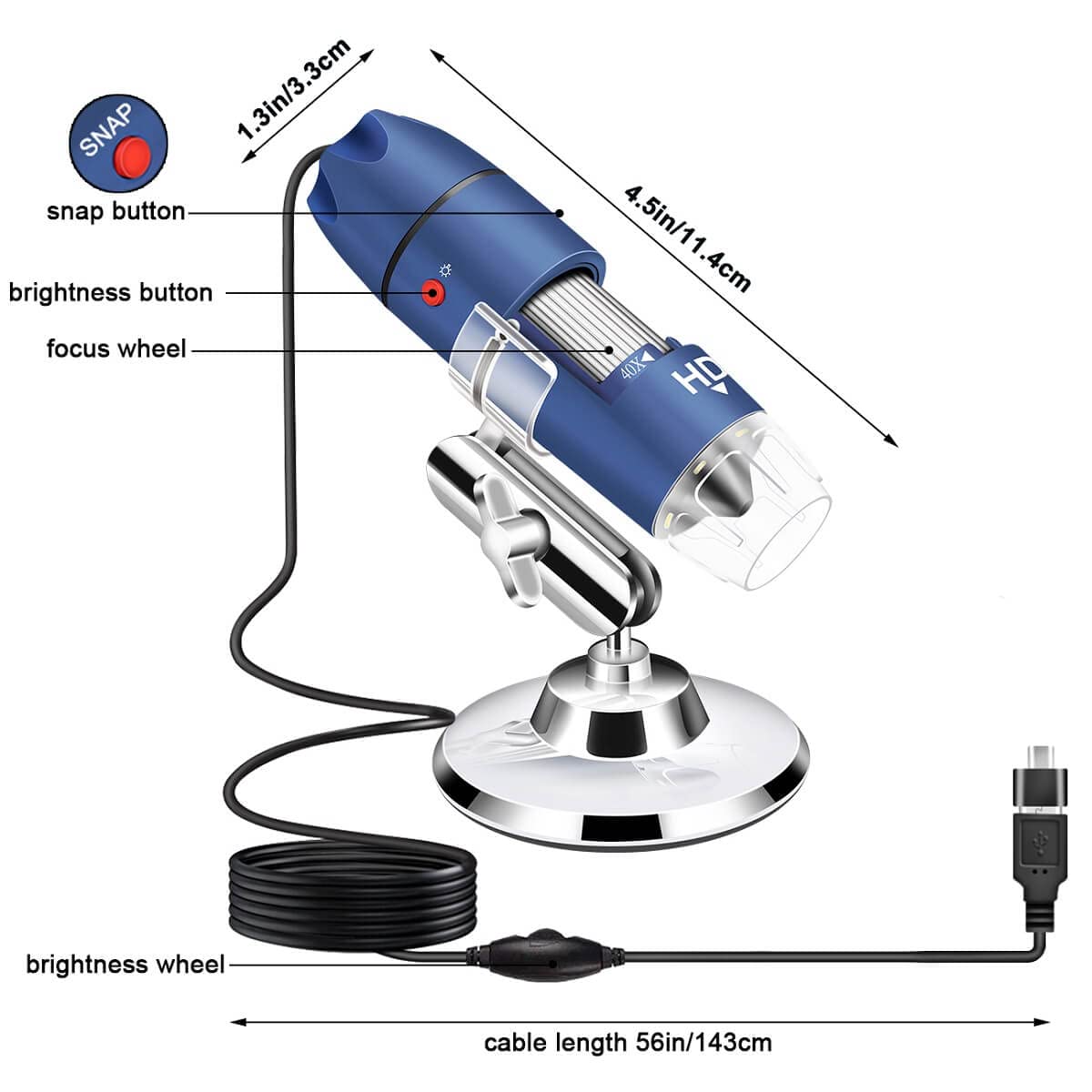 Ninyoon 2K USB Digital Microscope for Android PC, 40-1000X Microscope Super HD Endoscope Magnifier Camera Compatible with Android Phone and Tablet Windows Mac Chrome Linux - Not for iPhone iPad