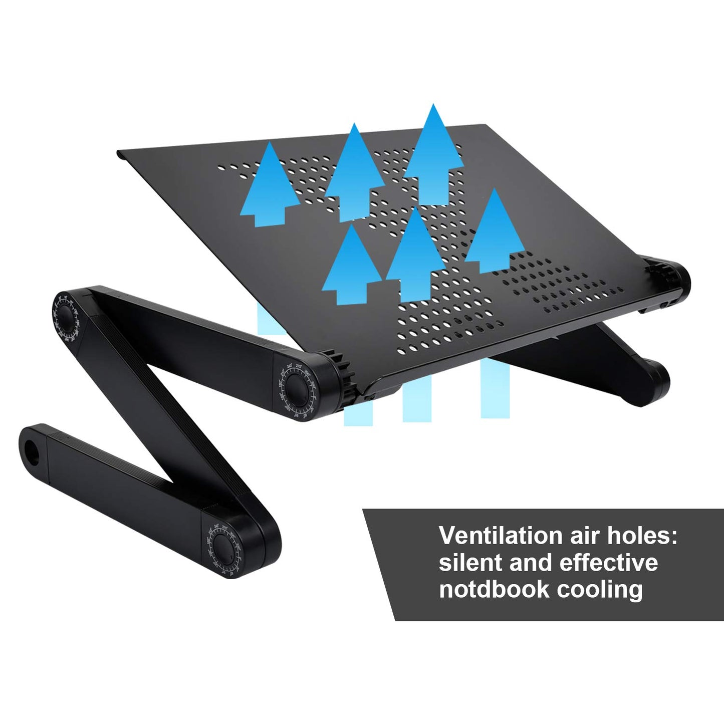 Ideal Swan laptop stand, adjustable height, foldable laptop table holder, notebook stand with mouse pad for bed or couch, laptop desk for MacBook, Dell, Lenovo, Samsung, Acer - Black.
